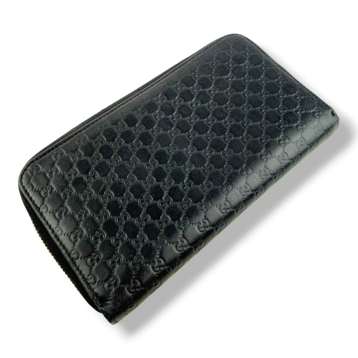 Gucci Guccissima Black Zip Around Long Wallet - Lux Central