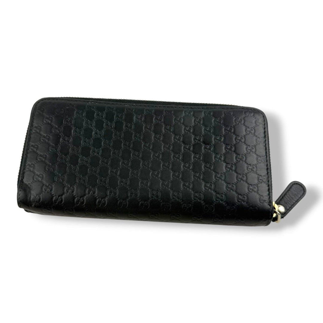 Gucci Guccissima Black Zip Around Long Wallet - Lux Central