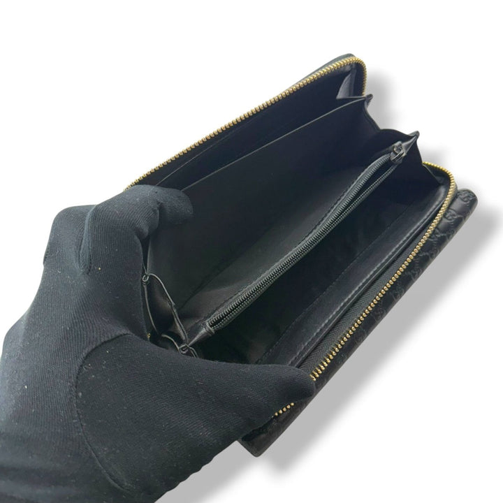 Gucci Guccissima Black Zip Around Long Wallet - Lux Central