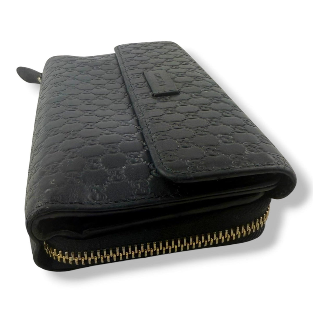 Gucci Guccissima Black Zip Around Long Wallet - Lux Central