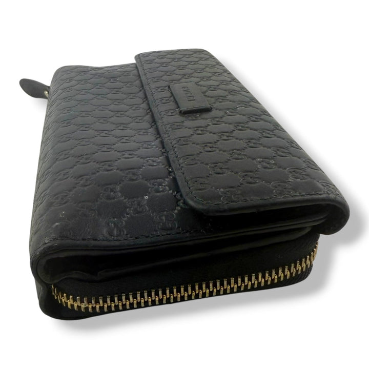 Gucci Guccissima Black Zip Around Long Wallet - Lux Central