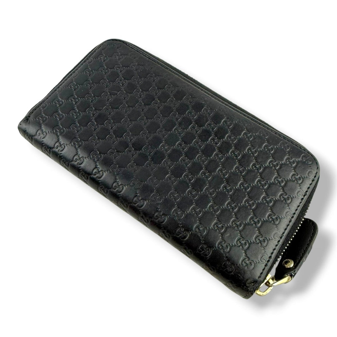 Gucci Guccissima Black Zip Around Long Wallet - Lux Central