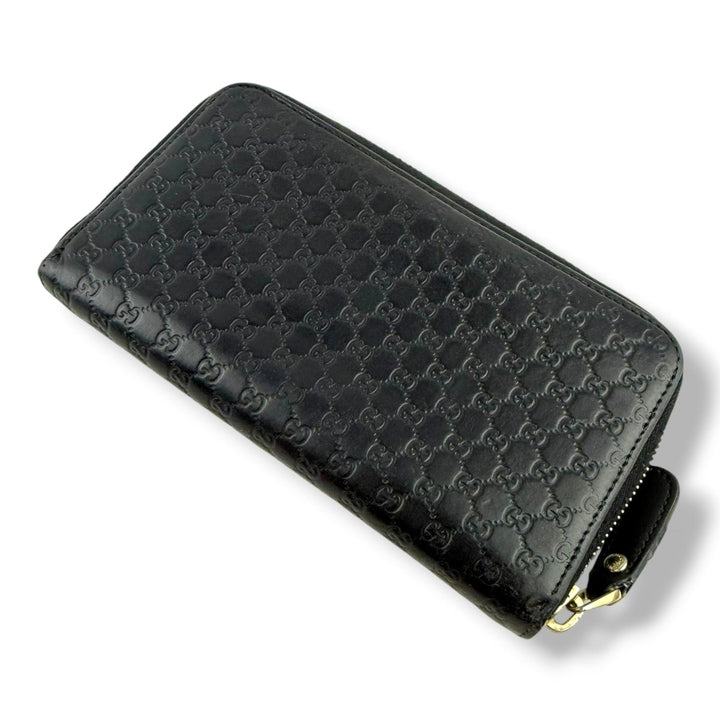 Gucci Guccissima Black Zip Around Long Wallet - Lux Central