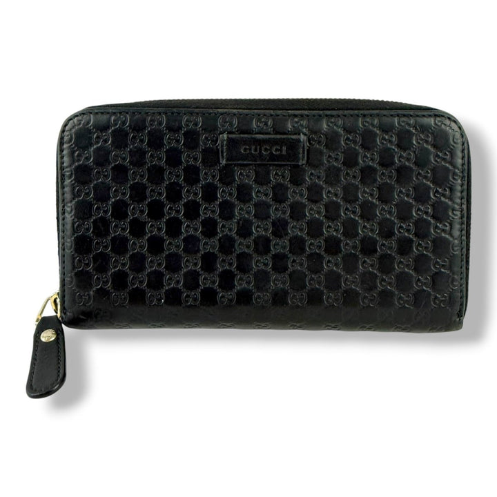Gucci Guccissima Black Zip Around Long Wallet - Lux Central