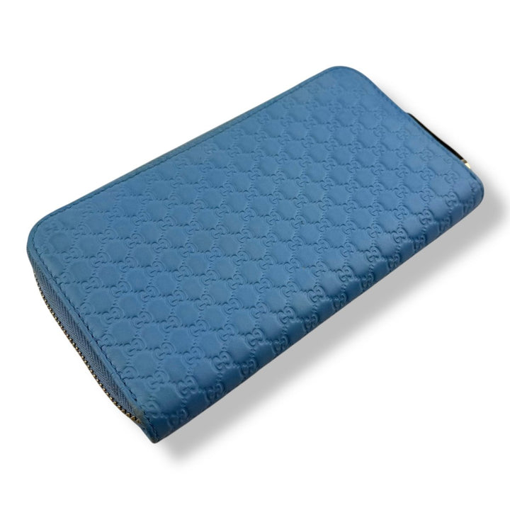 Gucci Guccissima Blue Zip Around Long Wallet - Lux Central