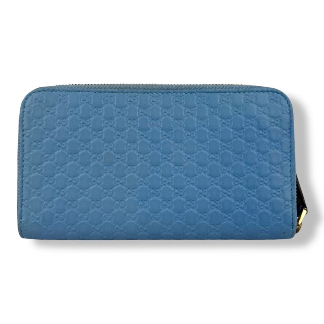 Gucci Guccissima Blue Zip Around Long Wallet - Lux Central