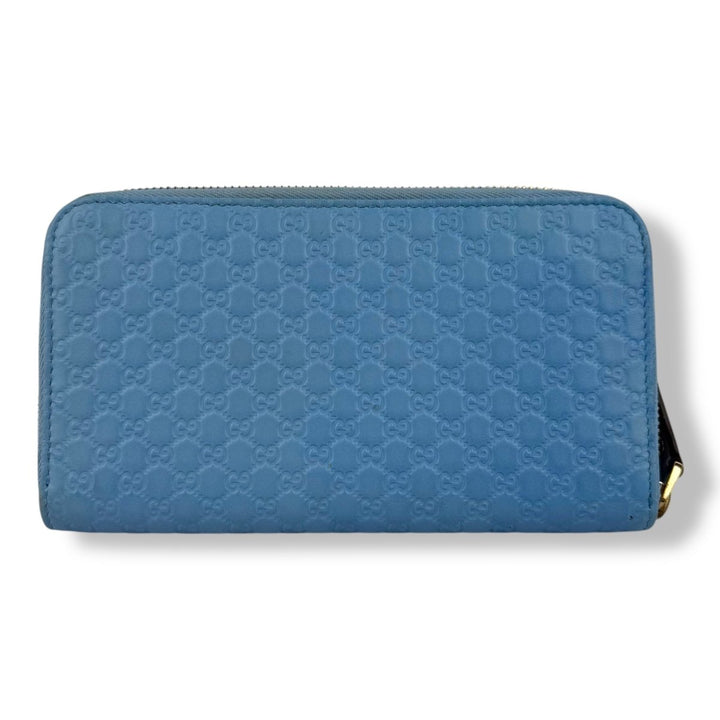 Gucci Guccissima Blue Zip Around Long Wallet - Lux Central