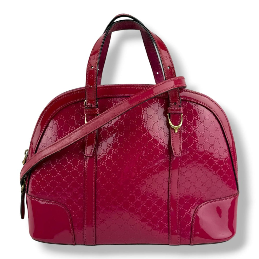 Gucci Guccissima Dome Pink Patent Leather GG Monogram Handbag - Lux Central