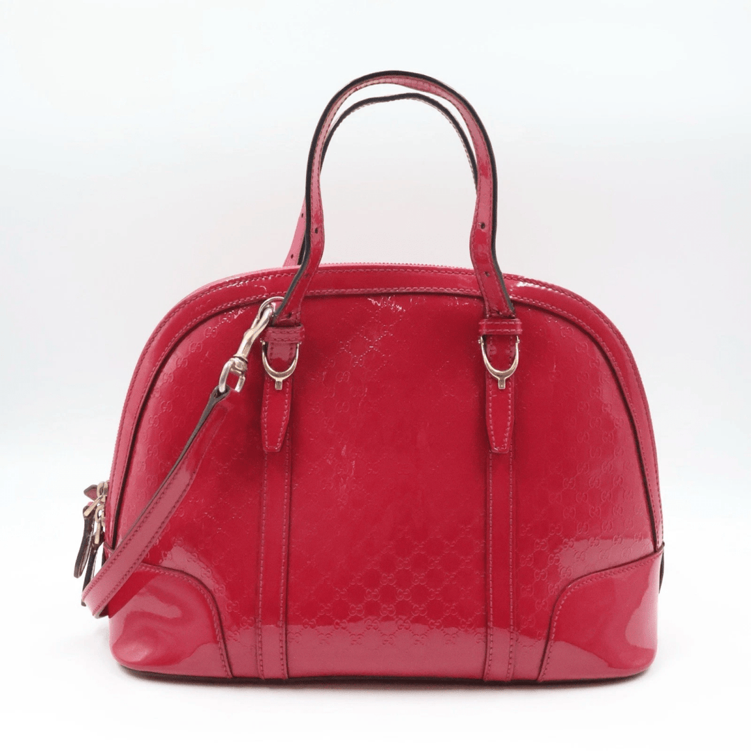 Gucci Guccissima Dome Pink Patent Leather GG Monogram Handbag - Lux Central