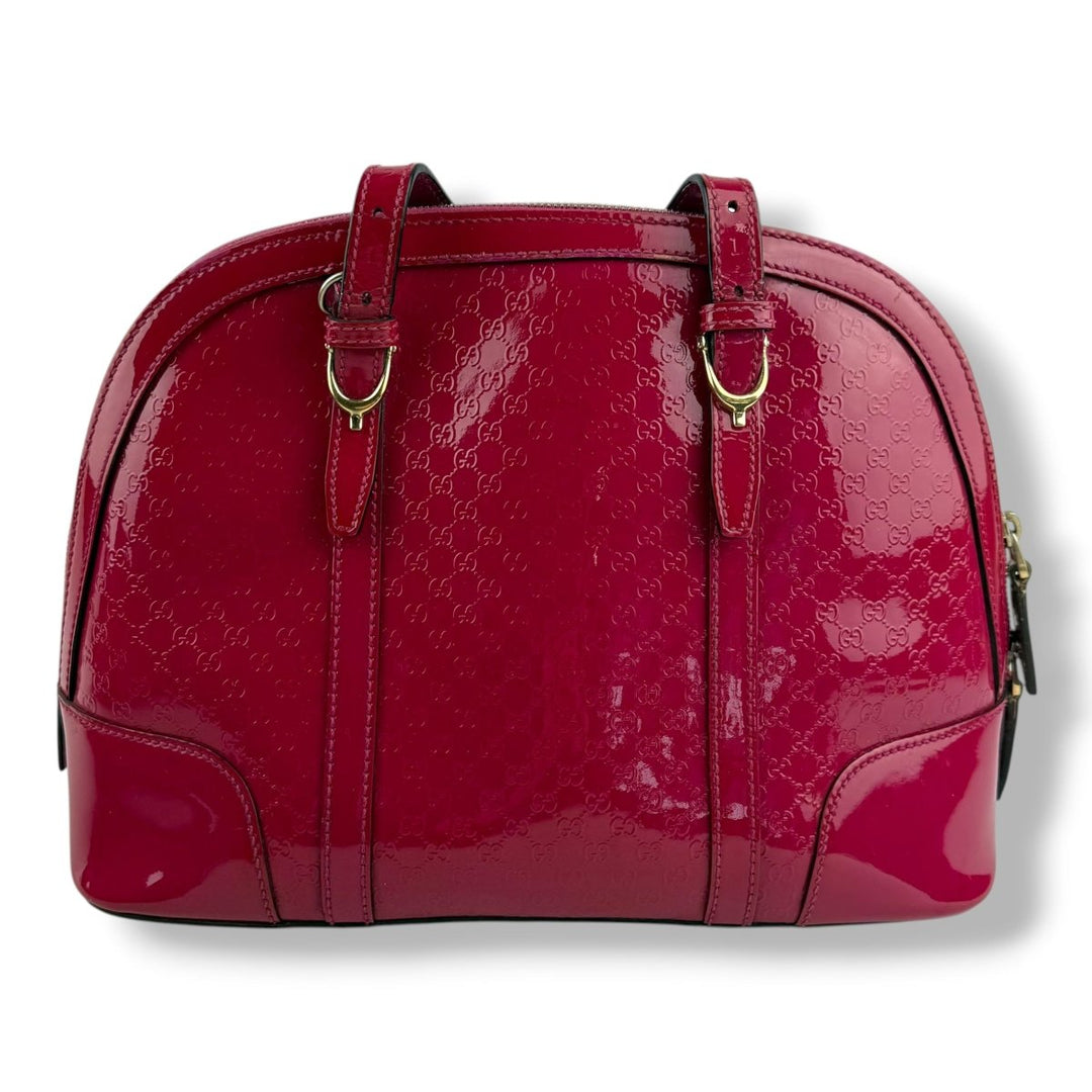 Gucci Guccissima Dome Pink Patent Leather GG Monogram Handbag - Lux Central
