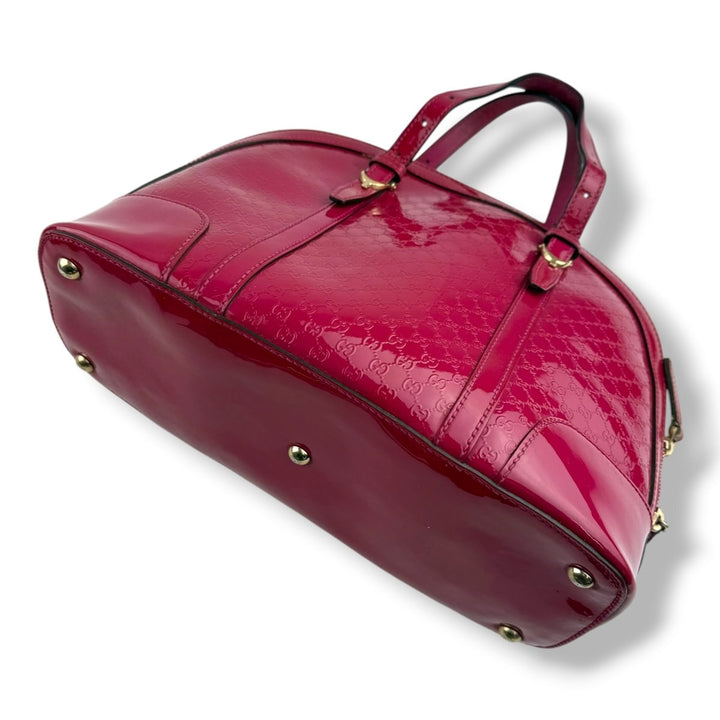 Gucci Guccissima Dome Pink Patent Leather GG Monogram Handbag - Lux Central