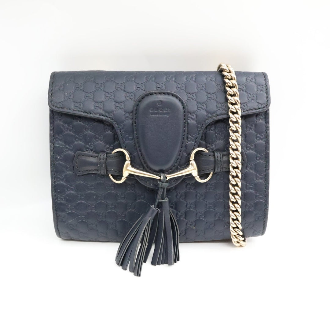 Gucci Guccissima Emily Chain Midnight GG Monogram Handbag - Lux Central