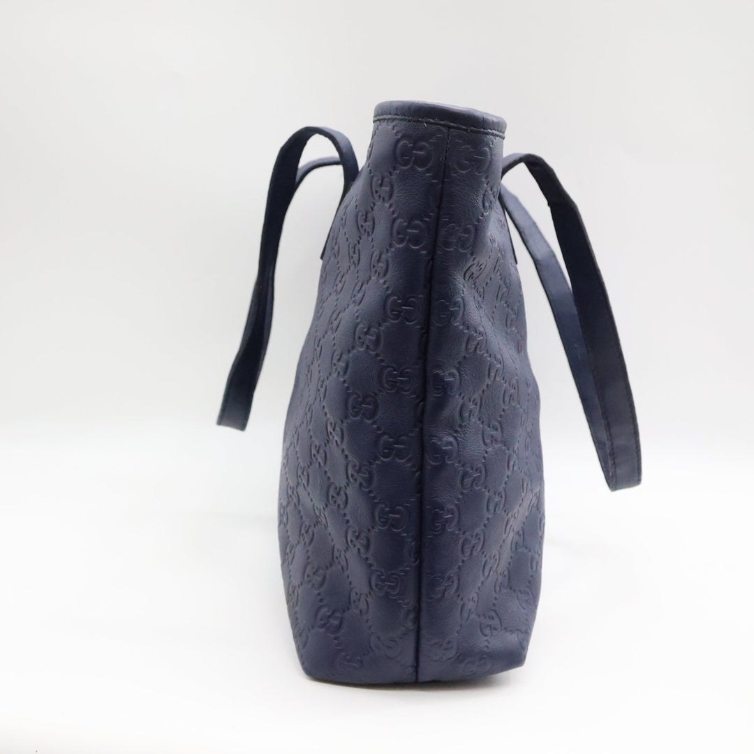 Gucci Guccissima Navy Leather Tote Bag - Lux Central