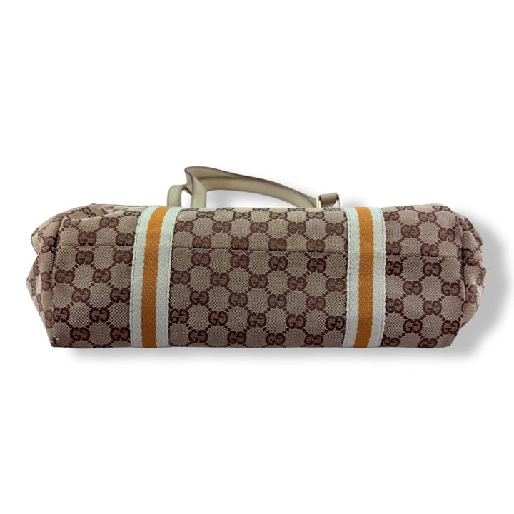 Gucci Jollyco Charm Sherry Line Beige Canvas GG Monogram Tote Handbag - Lux Central