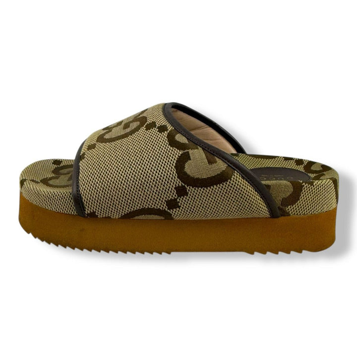 Gucci Jumbo Beige GG Platform Sandals UK 6 / EU 39 - Lux Central