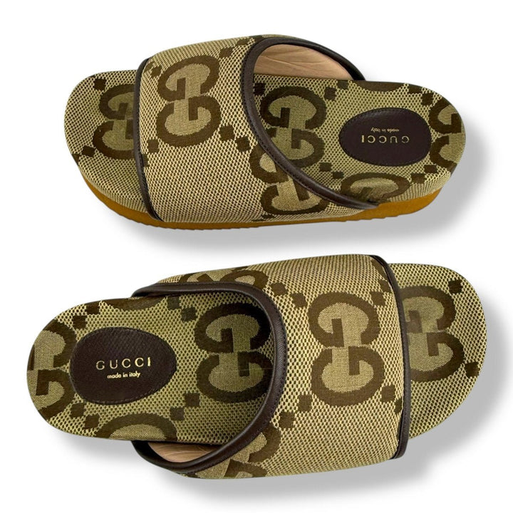 Gucci Jumbo Beige GG Platform Sandals UK 6 / EU 39 - Lux Central