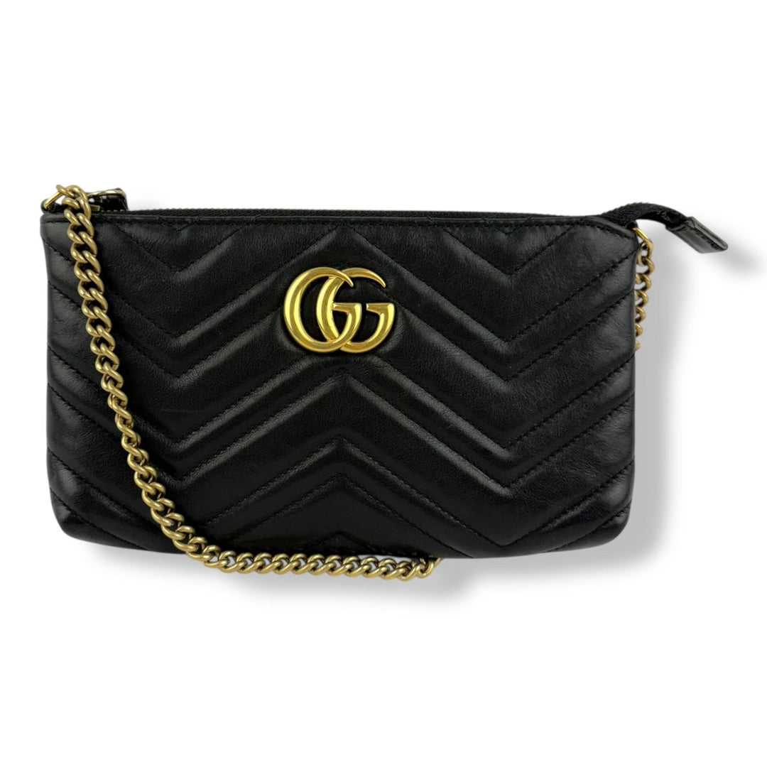 Gucci Marmont Black Leather Matelasse WOC Handbag - Lux Central