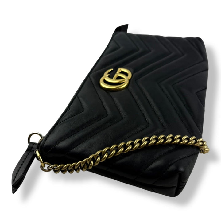 Gucci Marmont Black Leather Matelasse WOC Handbag - Lux Central