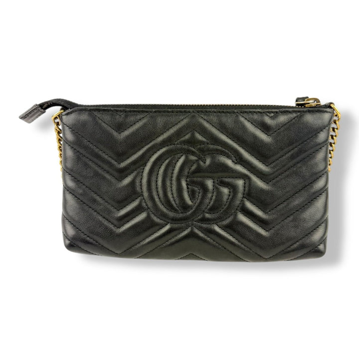 Gucci Marmont Black Leather Matelasse WOC Handbag - Lux Central