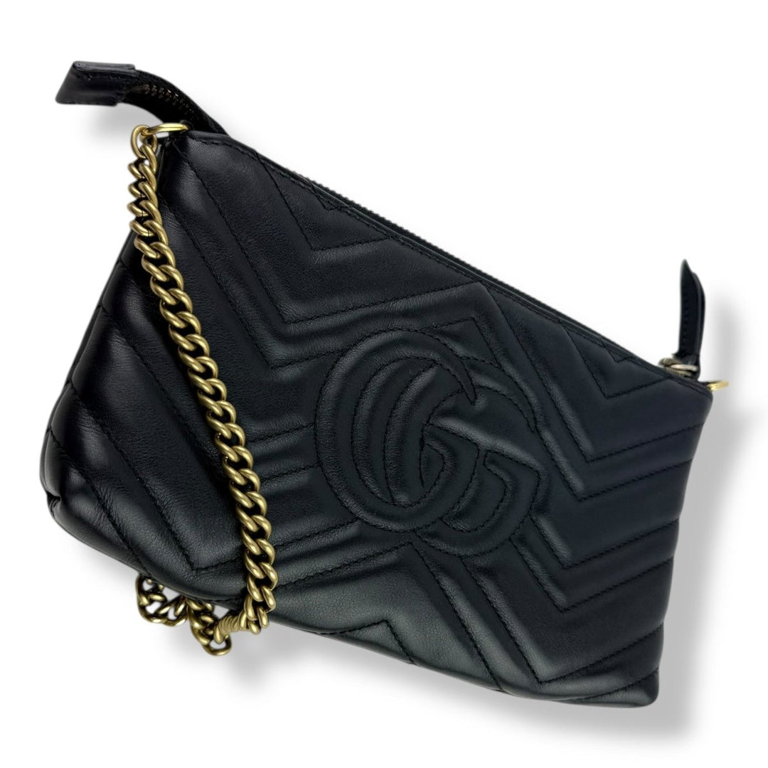 Gucci Marmont Black Leather Matelasse WOC Handbag - Lux Central