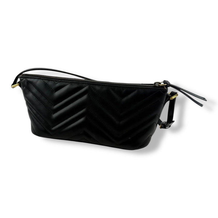 Gucci Marmont Pochette Black Leather Matelasse Handbag - Lux Central