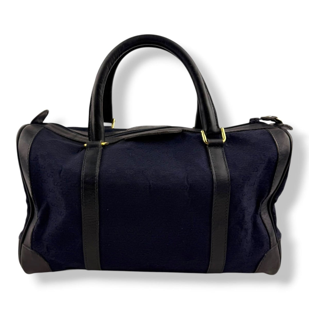 Gucci Navy GG Monogram Boston Canvas Bag - Lux Central