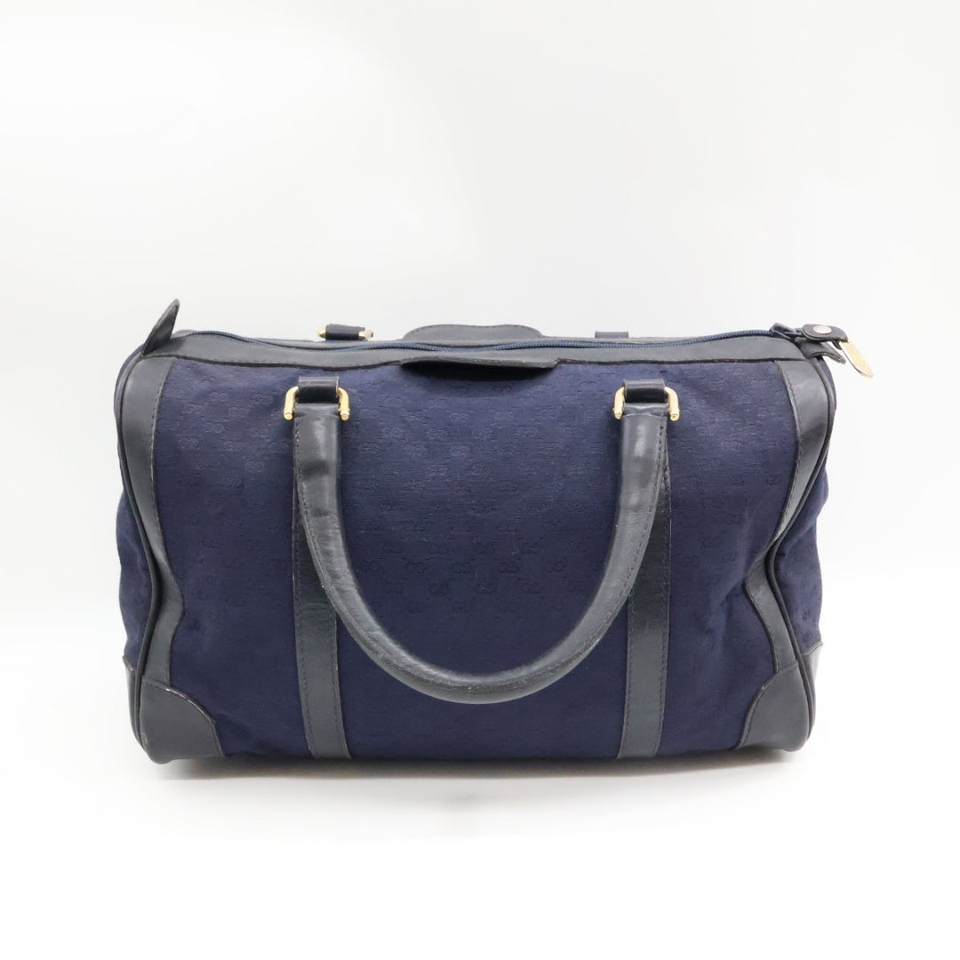 Gucci Navy GG Monogram Boston Canvas Bag - Lux Central