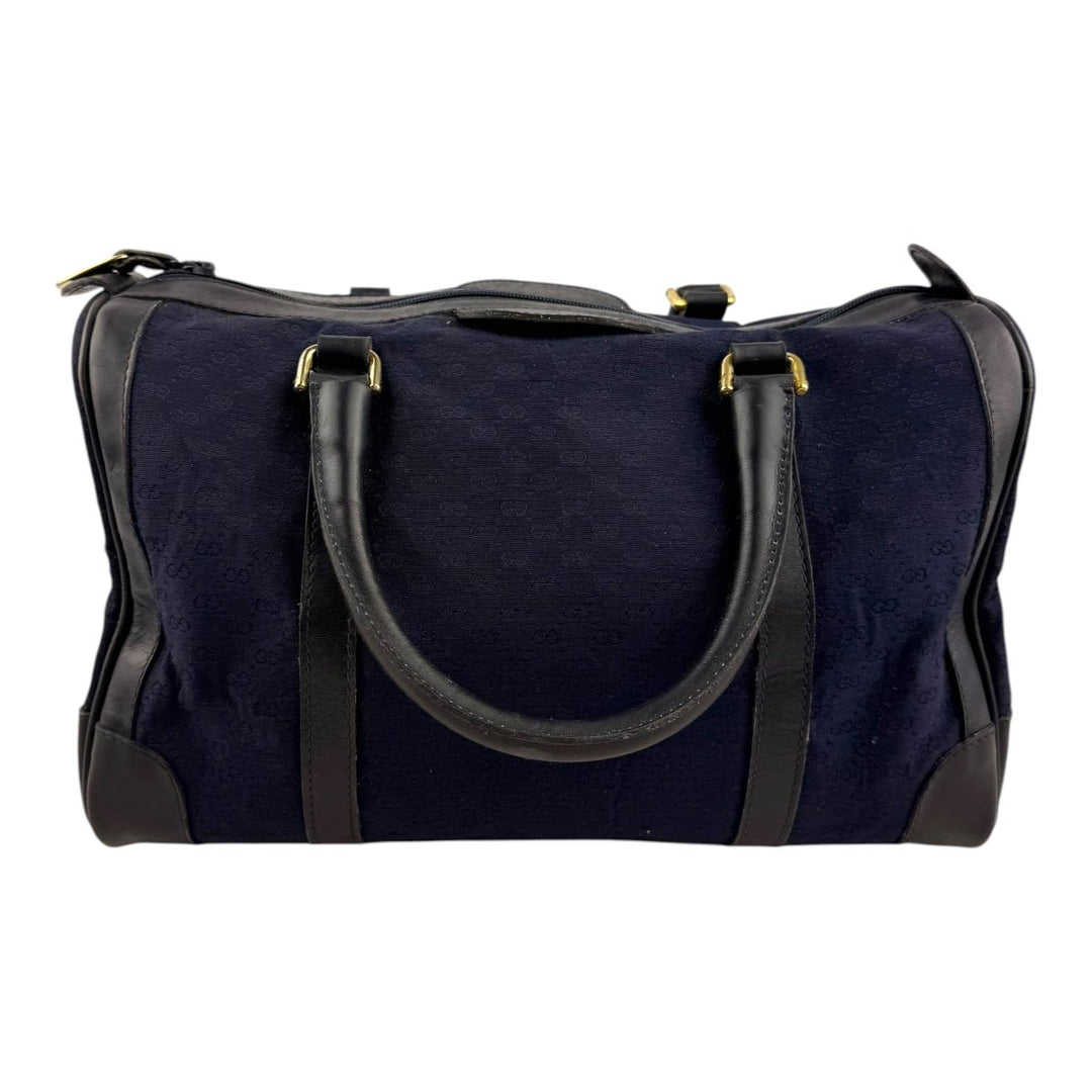 Gucci Navy GG Monogram Boston Canvas Bag - Lux Central