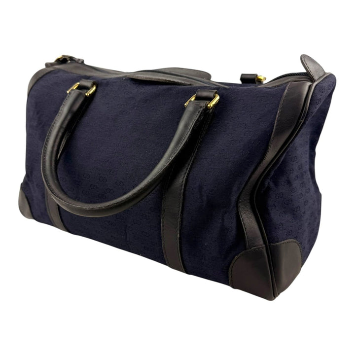 Gucci Navy GG Monogram Boston Canvas Bag - Lux Central