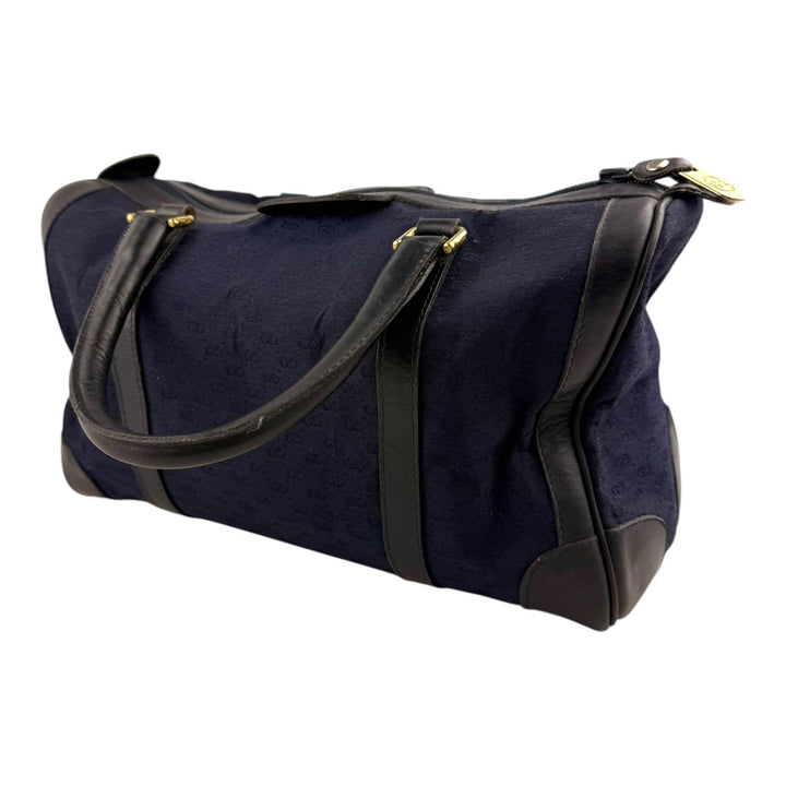 Gucci Navy GG Monogram Boston Canvas Bag - Lux Central