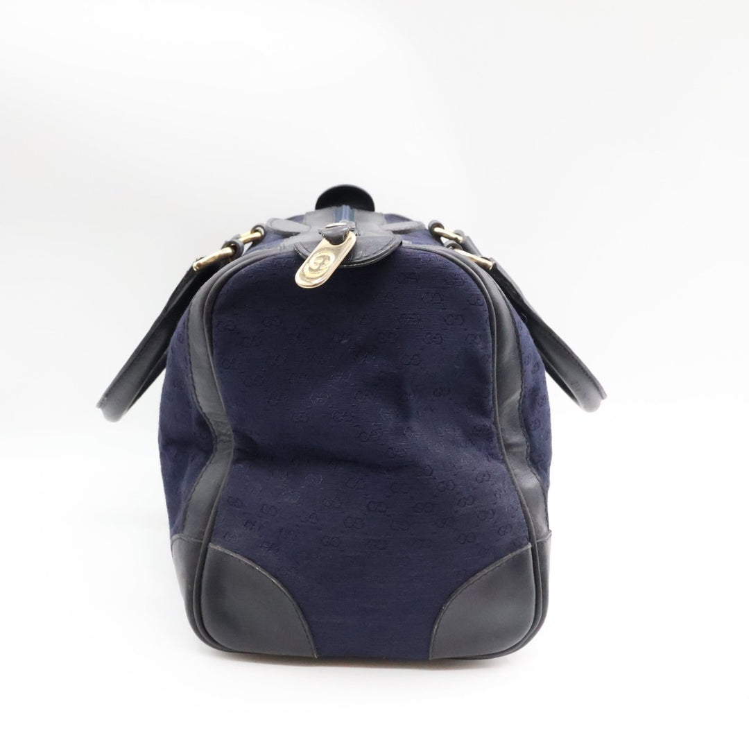 Gucci Navy GG Monogram Boston Canvas Bag - Lux Central