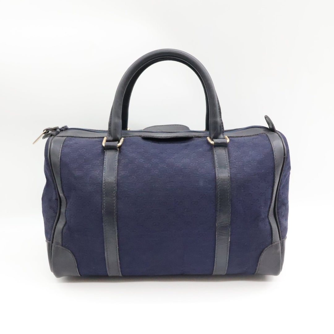 Gucci Navy GG Monogram Boston Canvas Bag - Lux Central