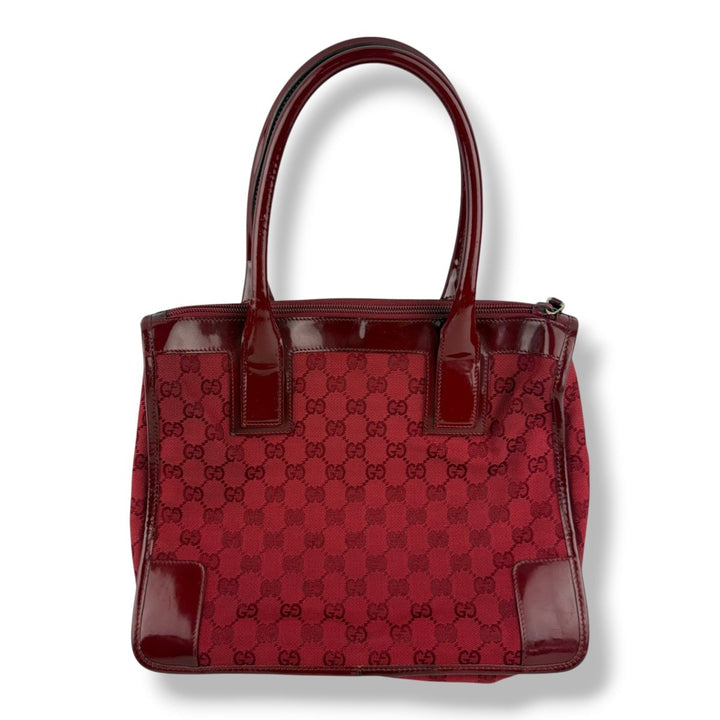 Gucci Red GG Monogram Boston Canvas Bag - Lux Central