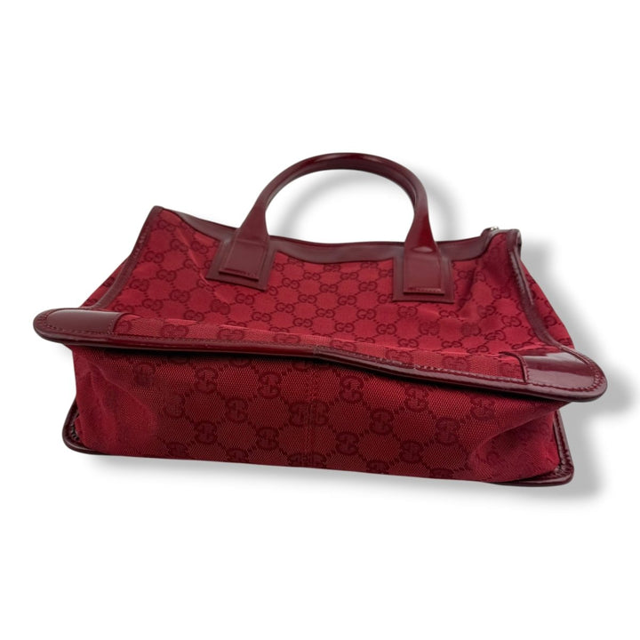 Gucci Red GG Monogram Boston Canvas Bag - Lux Central