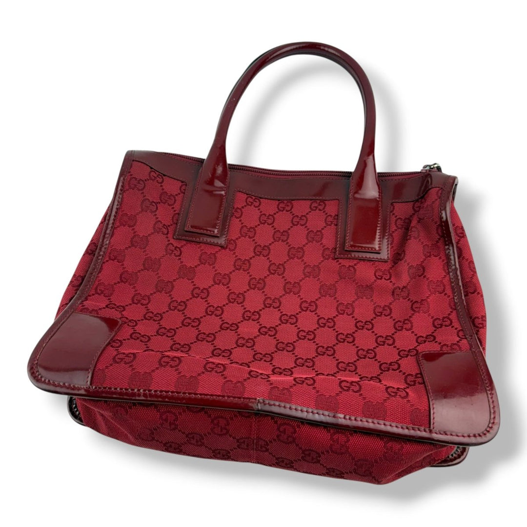 Gucci Red GG Monogram Boston Canvas Bag - Lux Central