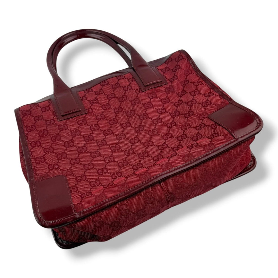Gucci Red GG Monogram Boston Canvas Bag - Lux Central