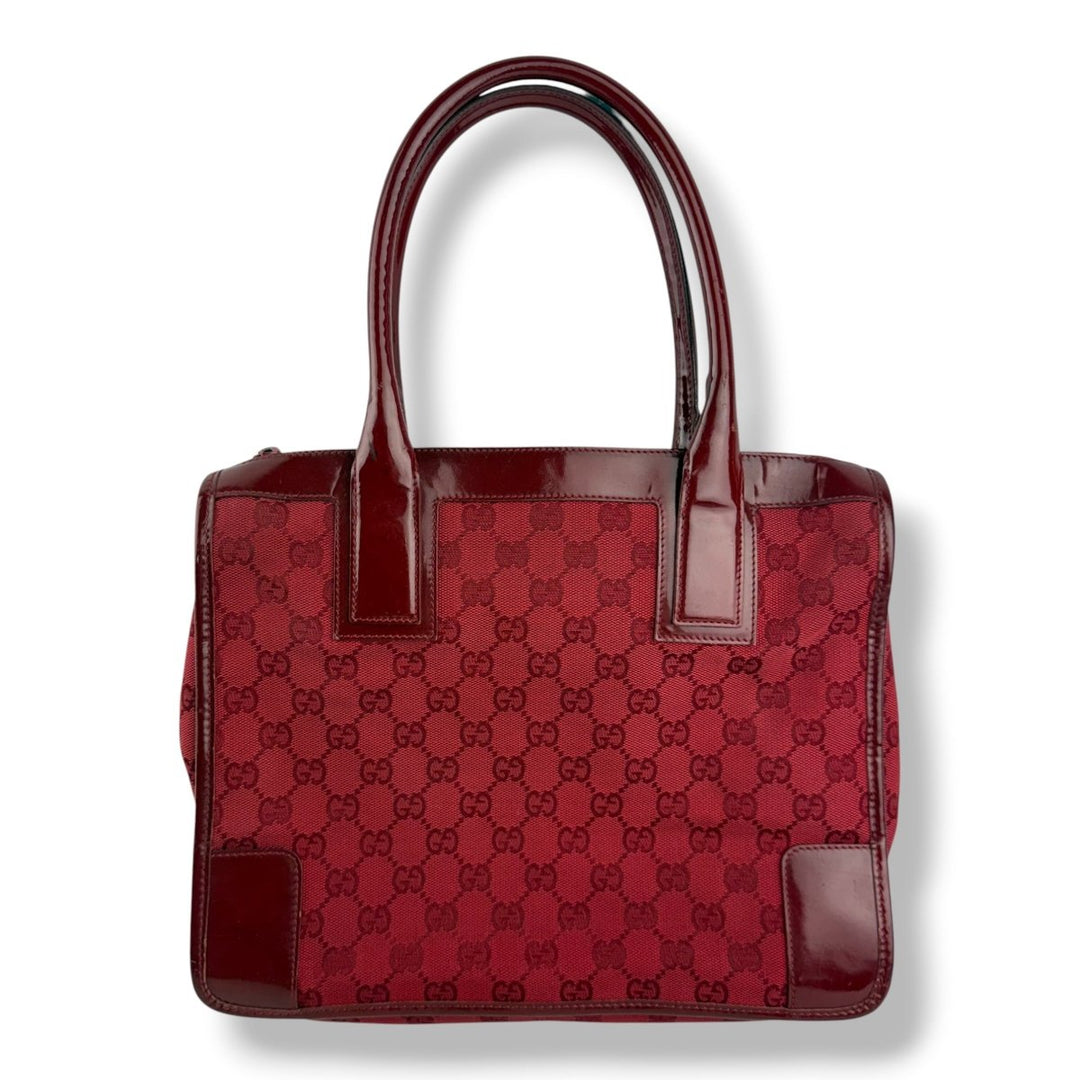 Gucci Red GG Monogram Boston Canvas Bag - Lux Central