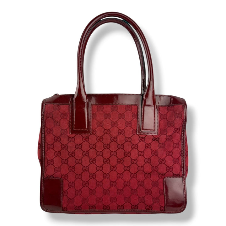 Gucci Red GG Monogram Boston Canvas Bag - Lux Central