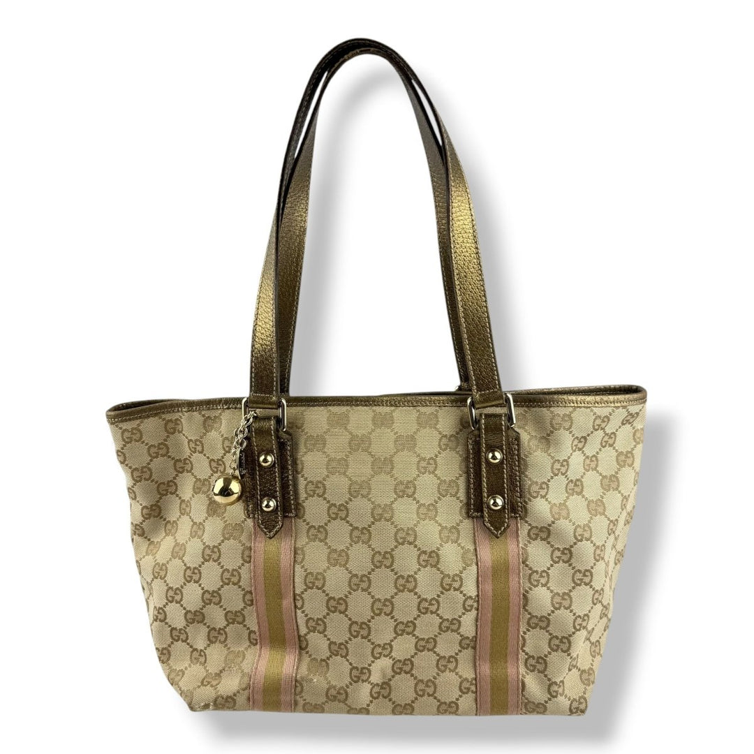 Gucci Sherry Beige Charm Sherry Line Tote Bag - Lux Central