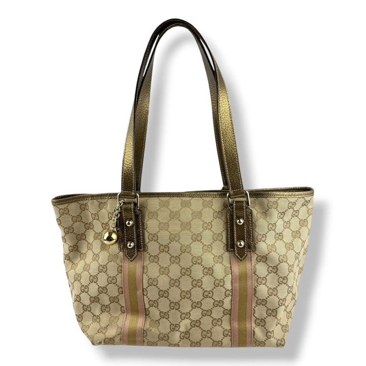 Gucci Sherry Beige Charm Sherry Line Tote Bag - Lux Central