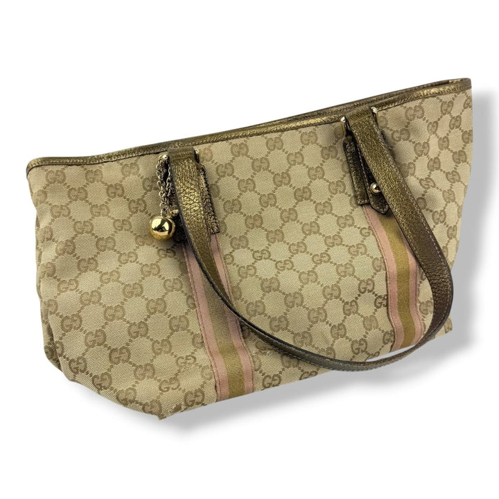 Gucci Sherry Beige Charm Sherry Line Tote Bag - Lux Central