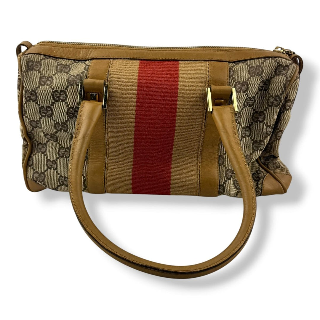Gucci Sherry Line Beige GG Monogram Boston Canvas Bag - Lux Central