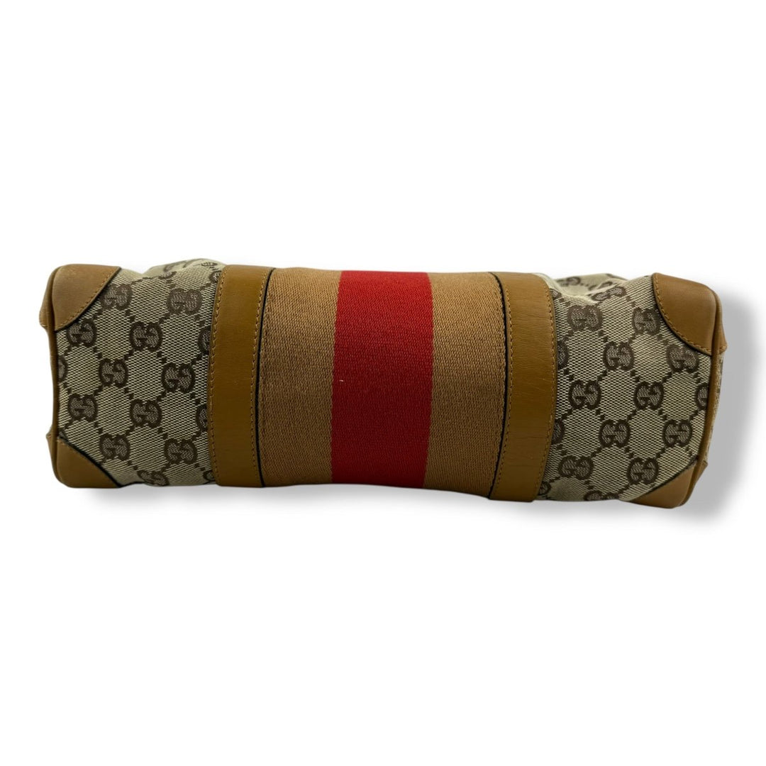 Gucci Sherry Line Beige GG Monogram Boston Canvas Bag - Lux Central