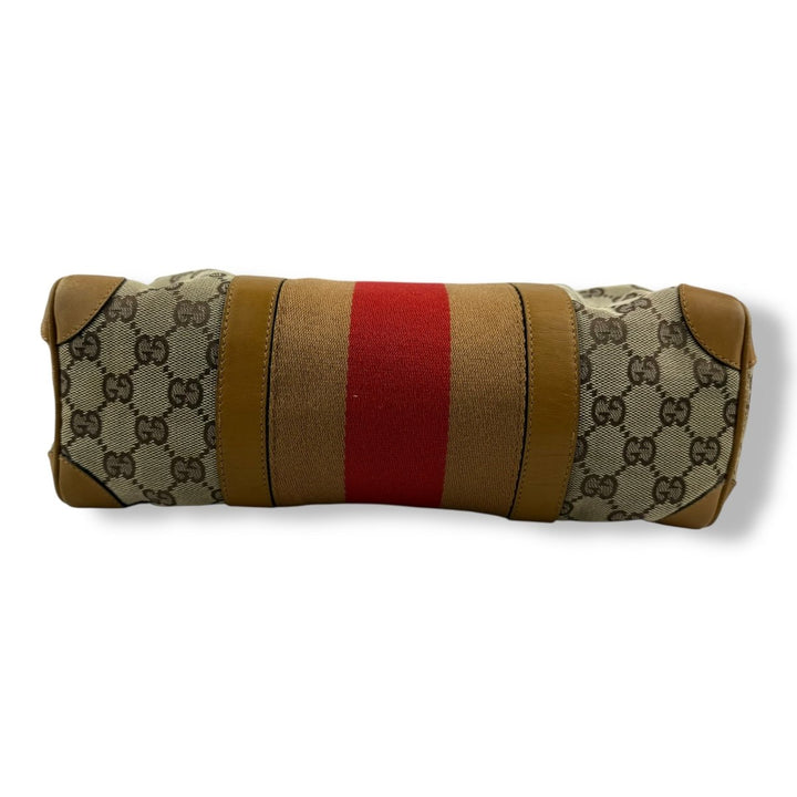 Gucci Sherry Line Beige GG Monogram Boston Canvas Bag - Lux Central