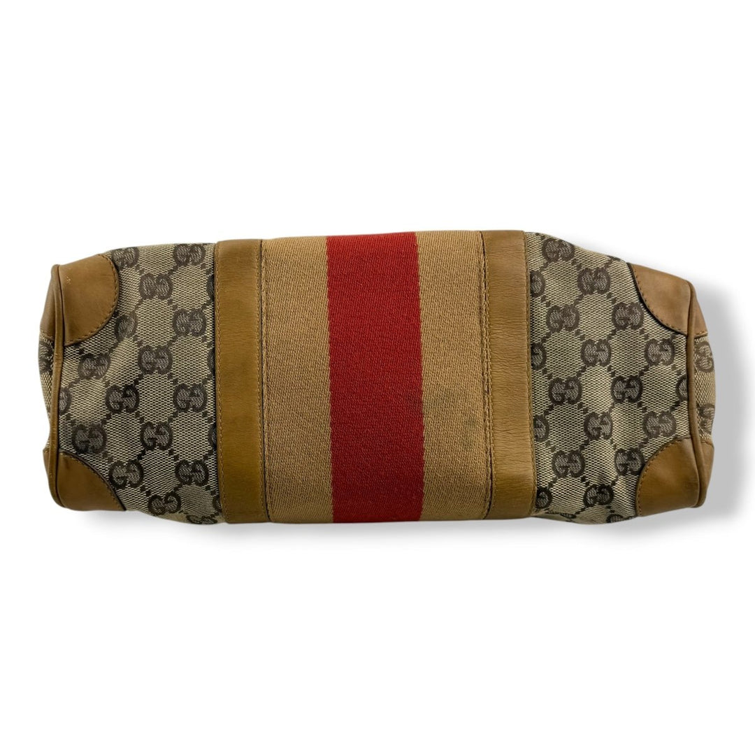 Gucci Sherry Line Beige GG Monogram Boston Canvas Bag - Lux Central