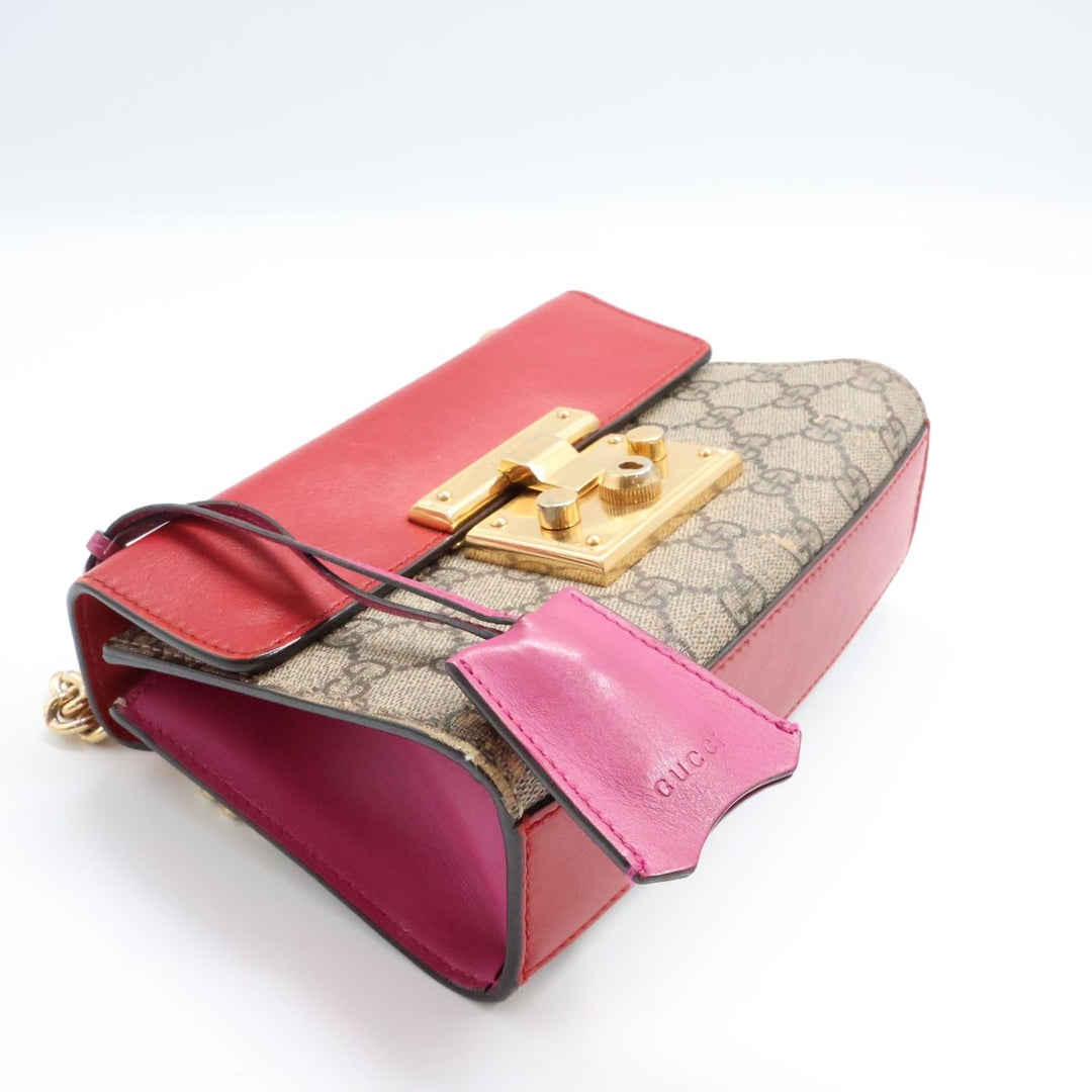 Gucci Supreme GG Beige/Red Padlock Shoulder Handbag - Lux Central