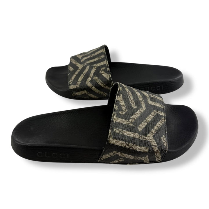 Gucci Two Tone Black/Grey GG Monogram Men’s Slides UK 8 / EU 42 - Lux Central