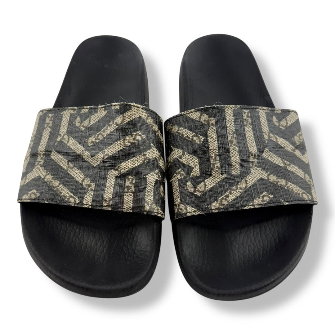 Gucci Two Tone Black/Grey GG Monogram Men’s Slides UK 8 / EU 42 - Lux Central