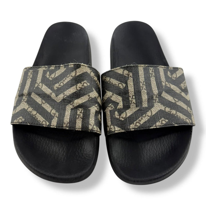 Gucci Two Tone Black/Grey GG Monogram Men’s Slides UK 8 / EU 42 - Lux Central