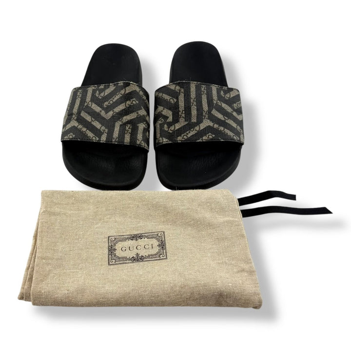 Gucci Two Tone Black/Grey GG Monogram Men’s Slides UK 8 / EU 42 - Lux Central